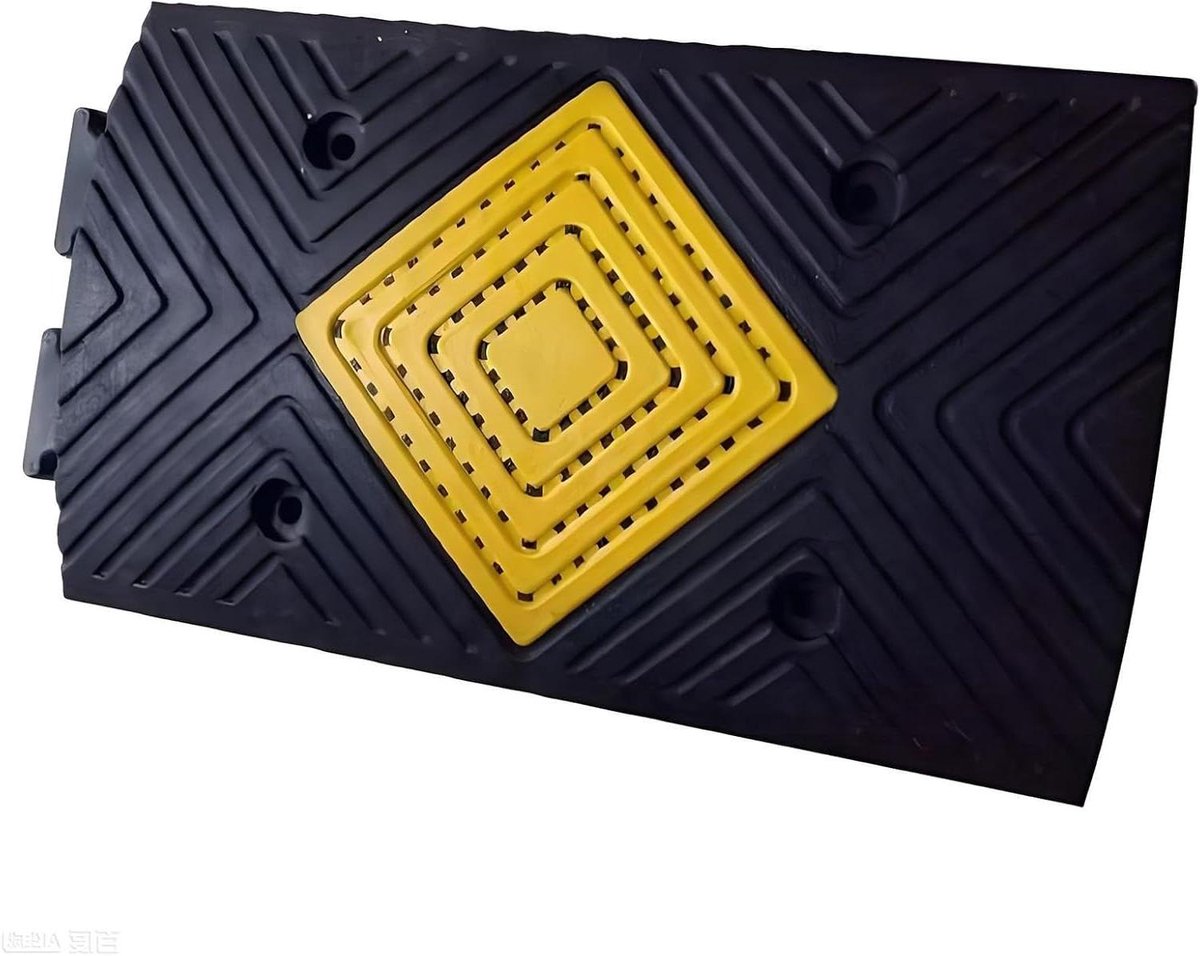 Verkeersdrempel - Snelheidsdrempel Oprijlaan - Verkeersveiligheid Verbeteren - Modulair Ontwerp - 50x30x4cm - Zwart Geel