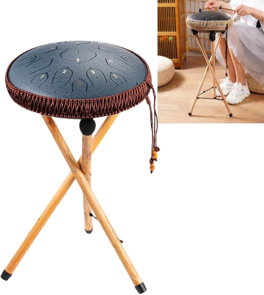 Handpan Drum Stand – Massief Beukenhouten Drumhouder voor Percussie-instrumenten