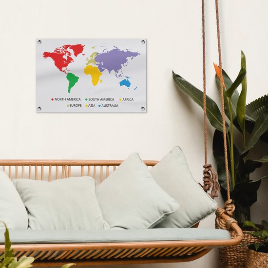 Carte du monde colorée avec une légende de jardin affiche 60x40 cm