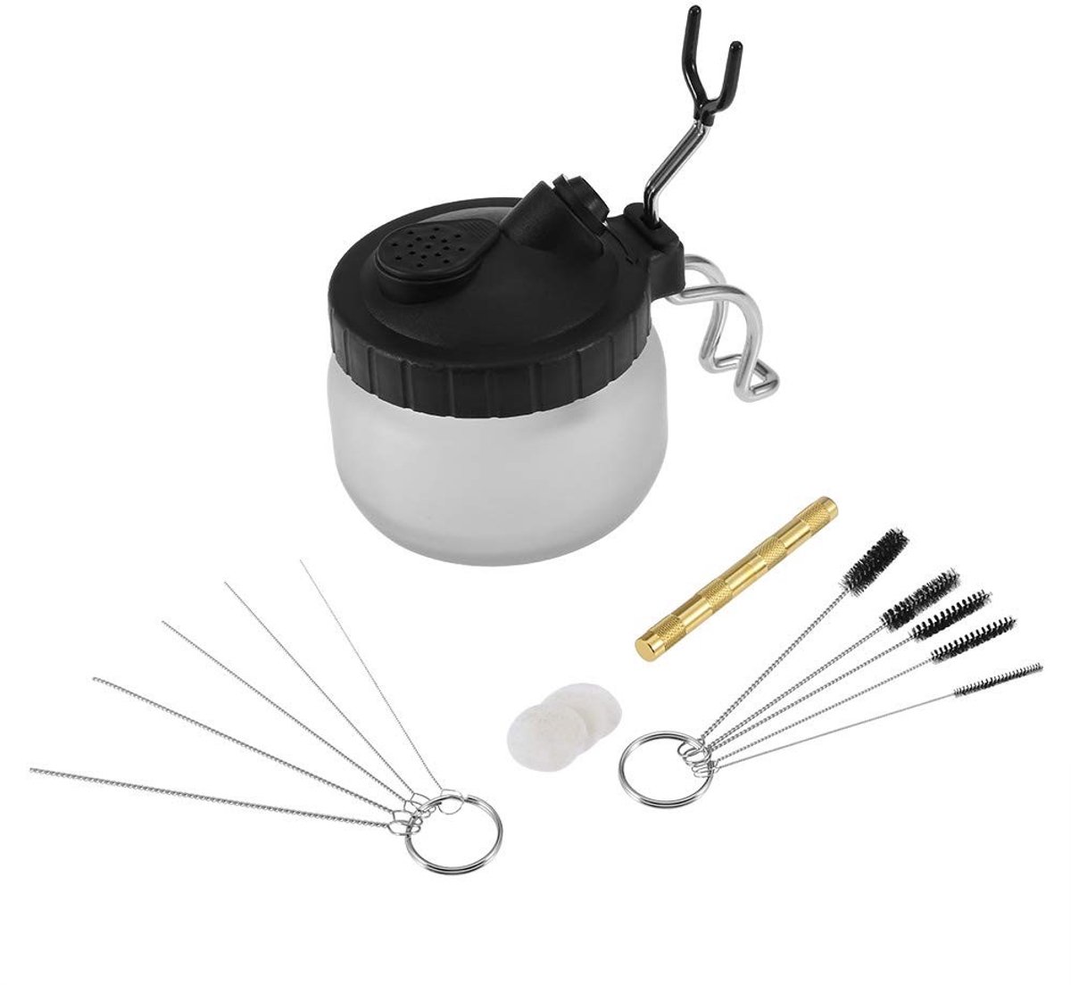 Dailygoods- Airbrush-reinigingsset Hoogwaardig Materiaal - Reinigingsgereedschap - Sproeinaald - Reinigerpot - Essentieel voor Spuitpistolen - Gemakkelijk Schoon te Maken - Spuitpistoolreinigingsset
