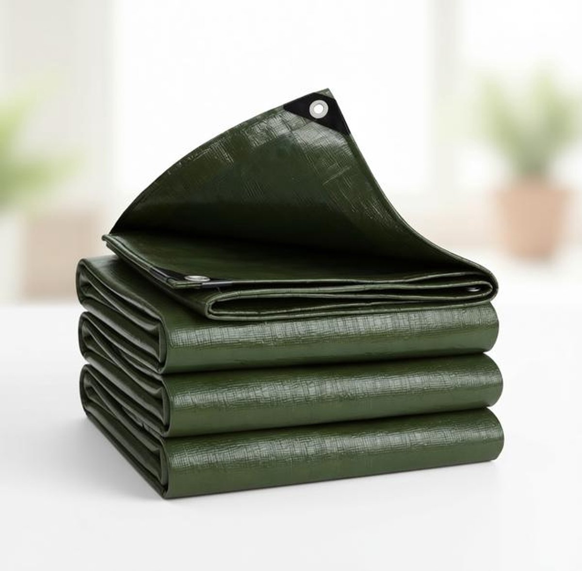 ElleMooi Waterdicht Dekzeil met Oogjes, 3 x 3 m, 160 g/m², Groen - Beschermend Zeil voor Camping, Tuin, Aanhanger