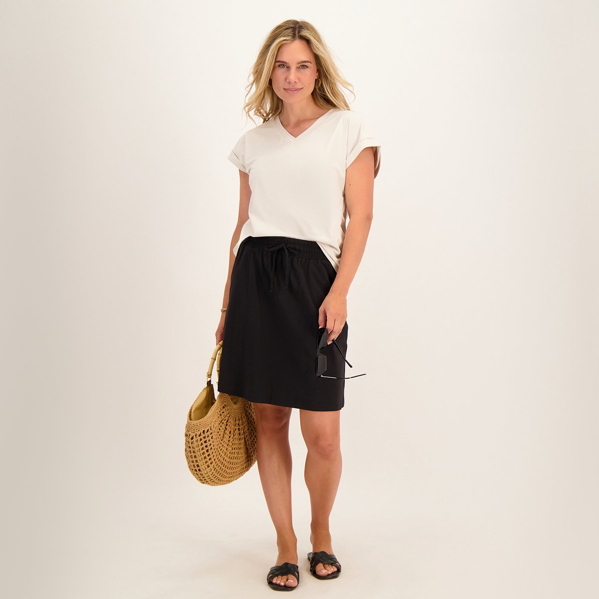 Je m'appelle Travelstof Dames Rok Met stretch - Zwart - Maat XL