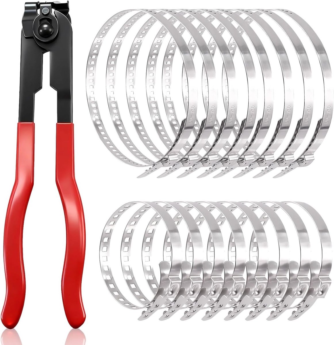 CV Hose Clamps Set of 17 Stainless Steel 25-50mm 50-120mm Adjustable Tube Clamp for Most Car Crimping Tool Sets - ShopVlot