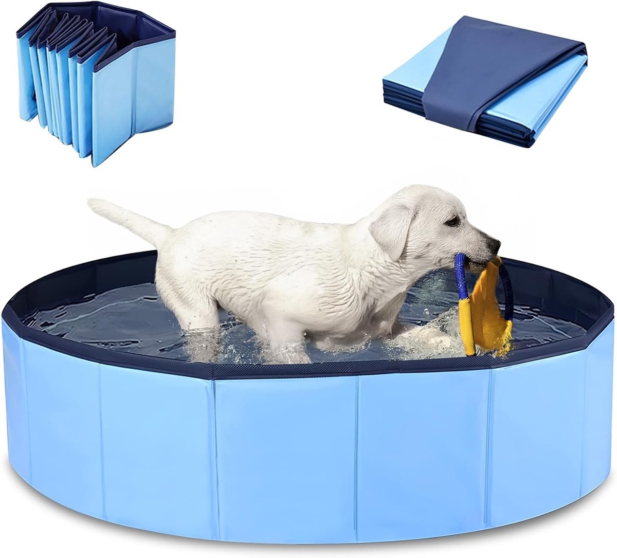 Hondenzwembad - Hondenbad opvouwbaar - Huisdier verkoeling - Robuust anti-slip materiaal - 80 x 20 cm - Blauw