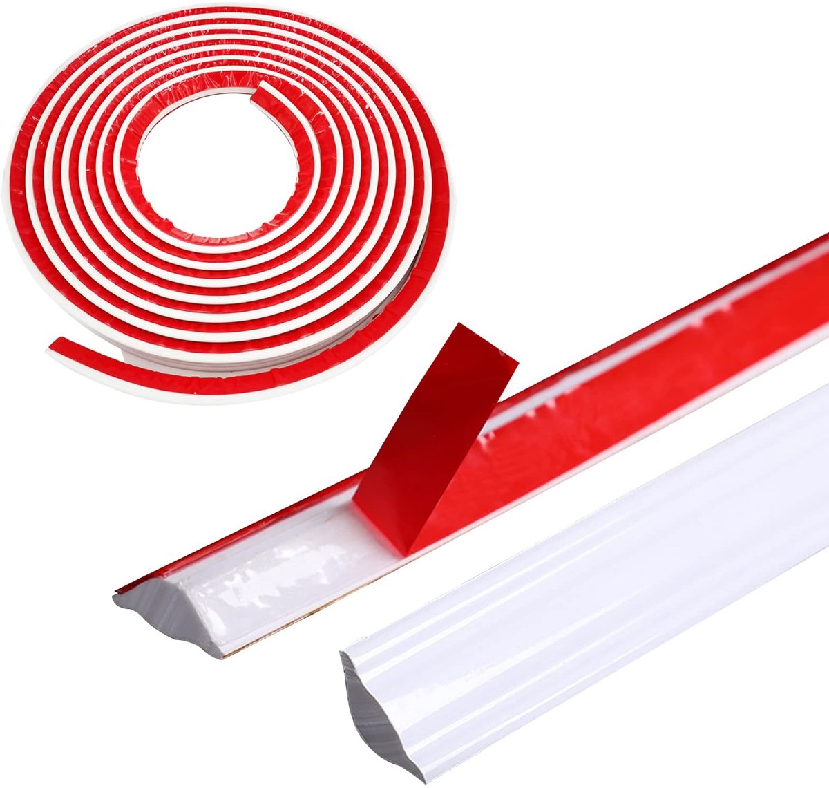 BRENZOOS- Plafondlijsten Flexibel - Zelfklevende Plinten - TPE Sierlijsten - Wandovergang - Plafondranden - 5 m Lang - 12 mm x 9 mm