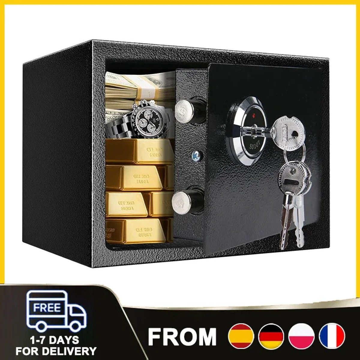 Dailygoods Thuisopslag Veilige beveiligingsbox met dubbele sleutelbeveiligingskoffer Handig opbergvak met kluis