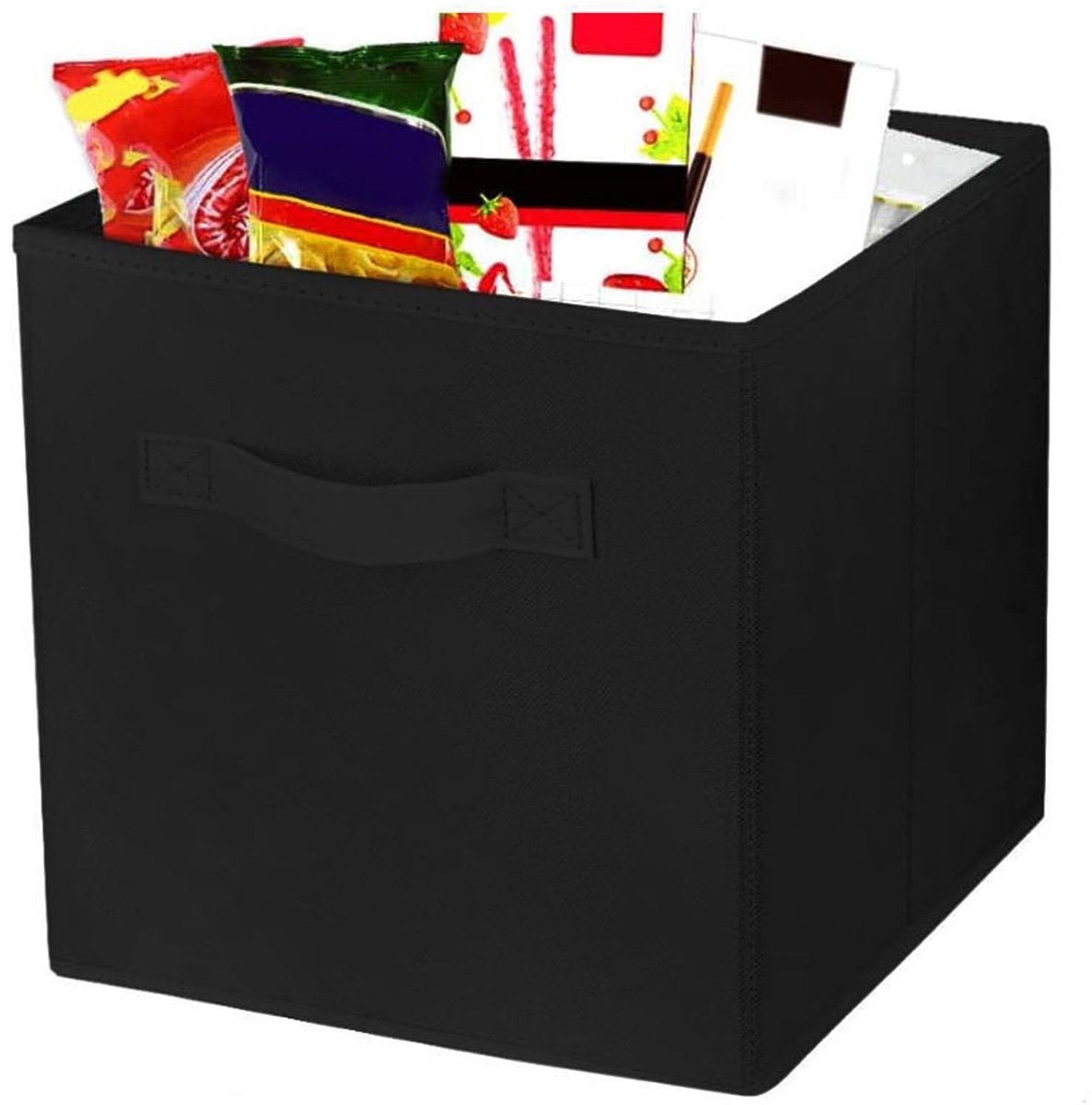 Dailygoods- Opbergdoos zwart - Opvouwbare Opbergkubus - 28 x 28 x 28 cm - Flexibel Design - Ruimtebesparend - Hoogwaardig Vliesstof