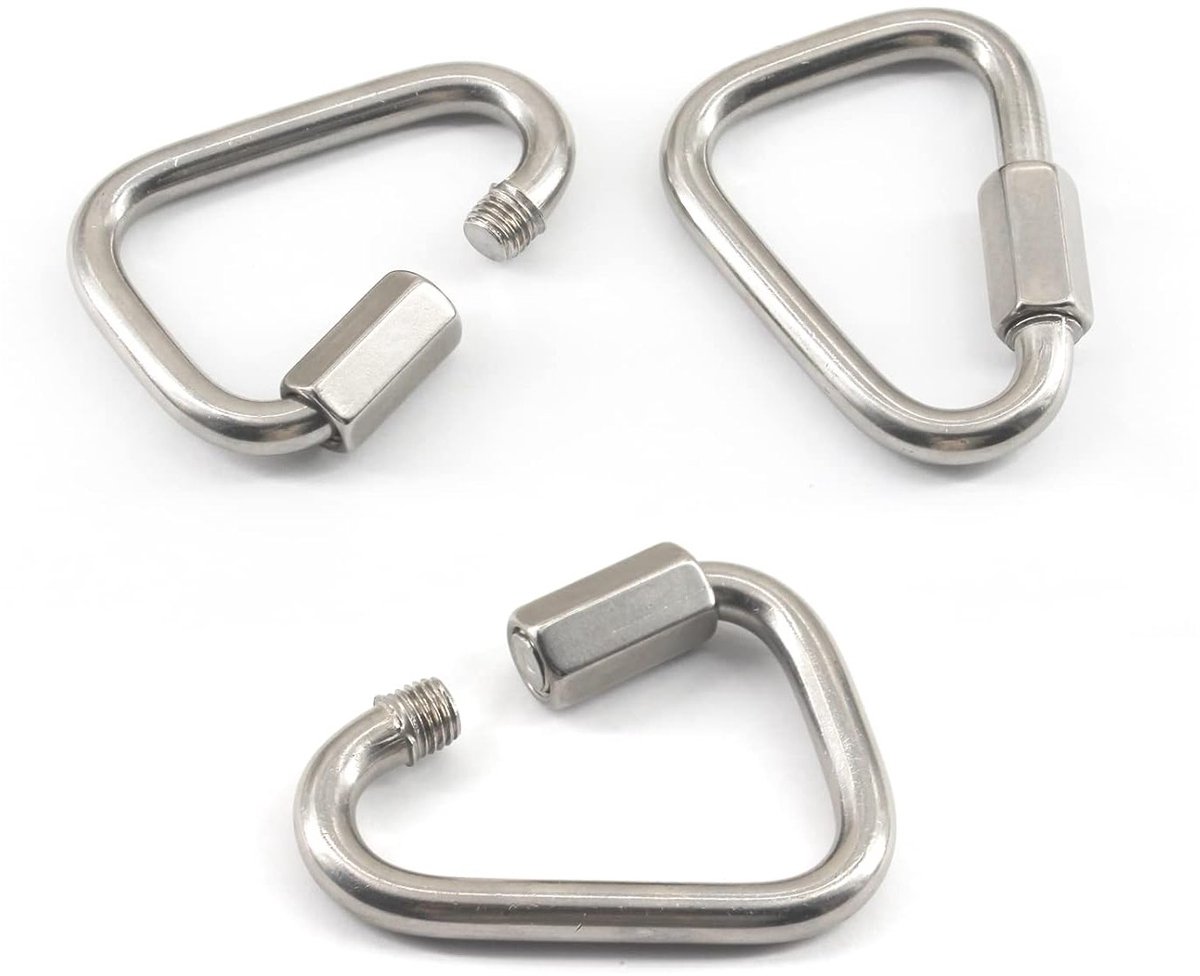 M8 Delta Quick Link - 304 RVS Driehoekige Karabijnhaak voor Zware Taken, Schroefsluiting en Kettingverbinding
