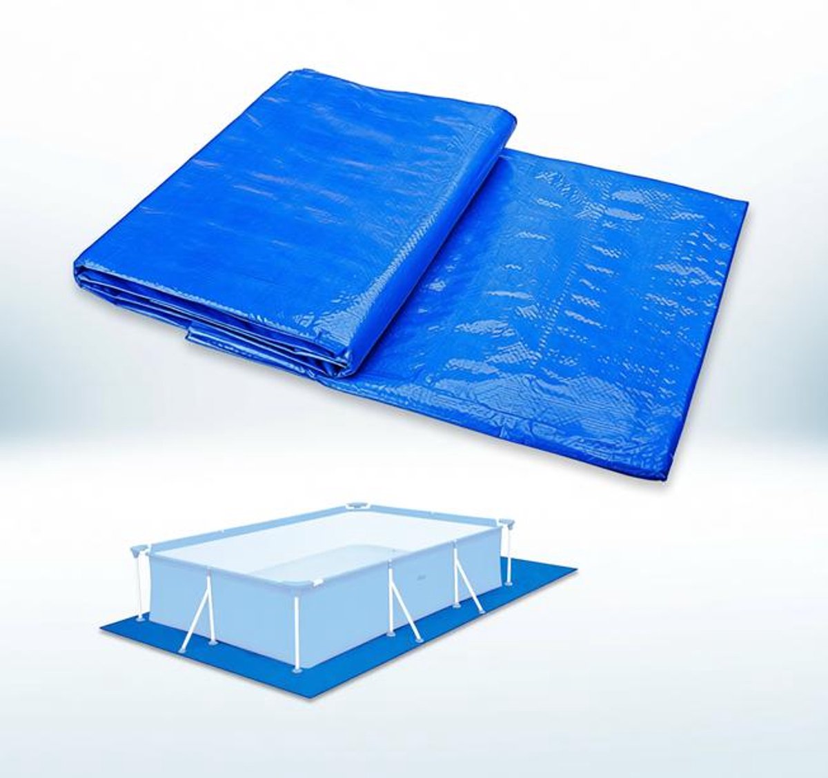 ElleMooi Waterdicht Zwembad Grondzeil Rechthoekig 295x206 cm – Blauwe Vloerbeschermingsmat voor Opblaasbare Zwembaden en Kinderbaden