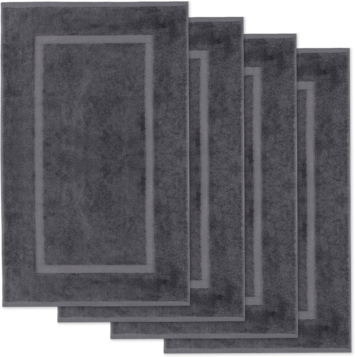 Lavea® Set van 4 Badmatten 50x80 cm Zacht en Absorberend – 100% Katoen, Wasbare Badkamermatten – Ideaal als Douche- of Badmat - Antraciet