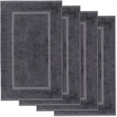 Lavea® Set van 4 Badmatten 50x80 cm Zacht en Absorberend – 100% Katoen, Wasbare Badkamermatten – Ideaal als Douche- of Badmat - Antraciet
