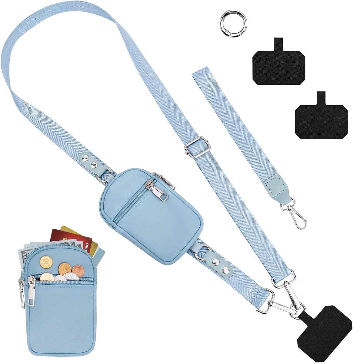 Verstelbare Telefoon Lanyard met Duurzame Patches, Afneembare Portemonnee en Polsband voor Smartphones en Mobiele Apparaten