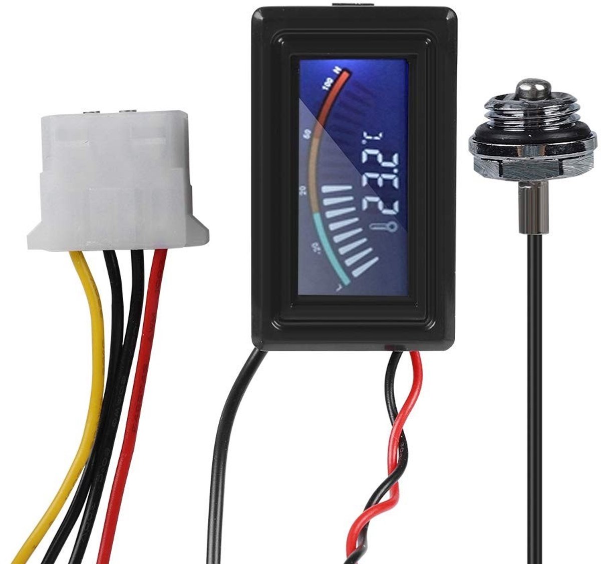 Dailygoods- Temperatuurmeter met Waterdichte Sonde - Digitale Thermometer - LCD Display - Temperatuurmeter voor Waterkoeling - Voor G1/4 Waterkoeling - 5V-24V Spanning