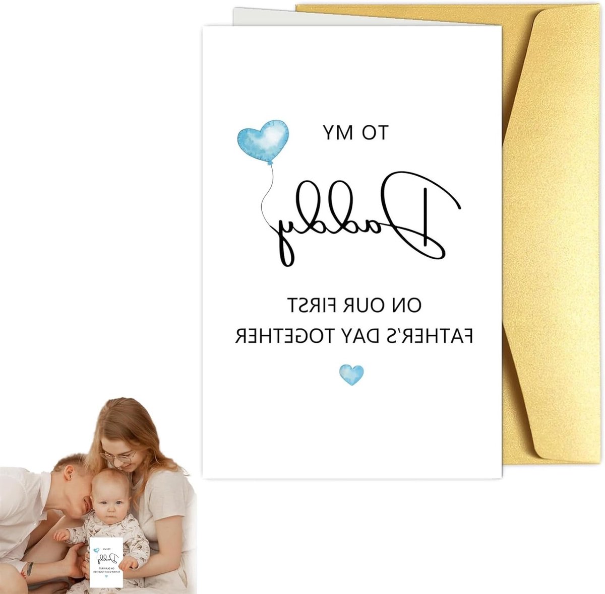 Eerste verjaardag als papa kaart en eerste vaderdagkaart voor nieuwe vaders - 1 kaart + envelop - 13,5 x 20,6 cm - Levendig, duurzaam en uniek cadeau voor aanstaande vaders en babyshower