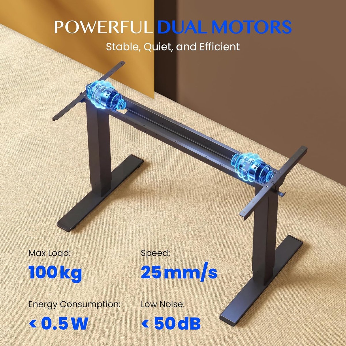 ErgoMotion DuoLift Elektrisch Zit-Sta Bureau 160 x 80 cm – Dubbele Motor, 25 mm Massief Werkblad, 4 Memory Controller, 70–119 cm Verstelbaar, Ergonomisch Kantoorbureau – Mobili Bella