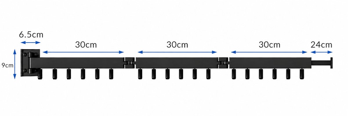 Purepeak Wasrek Deur - Droogrek Hangend - Inklapbaar - 3 Niveaus - 120 cm - 18 Haken - Waslijn Trapgat - Uittrekbaar