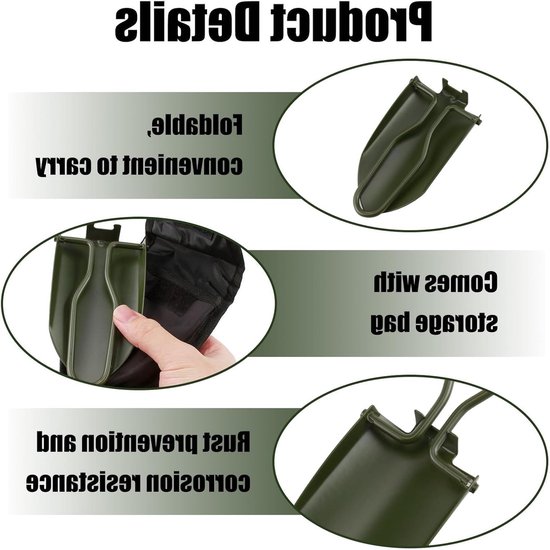 Inklapbare Schep RVS - Mini Tuinschep en Spade voor Camping en Outdoor van Merkloos	 — afbeelding 2