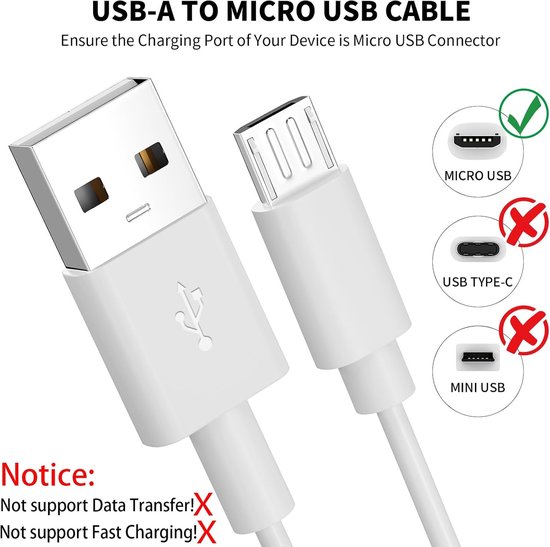 Micro-USB-kabel, 10 m, lange oplaadkabel geschikt voor Mi 360° Home Security Camera 2K Pro/360° Home Bewakingscamera 2K/Smart Camera C300 C200, type A naar Micro USB-oplaadkabel voor beveiligingscamera, wit — afbeelding 2