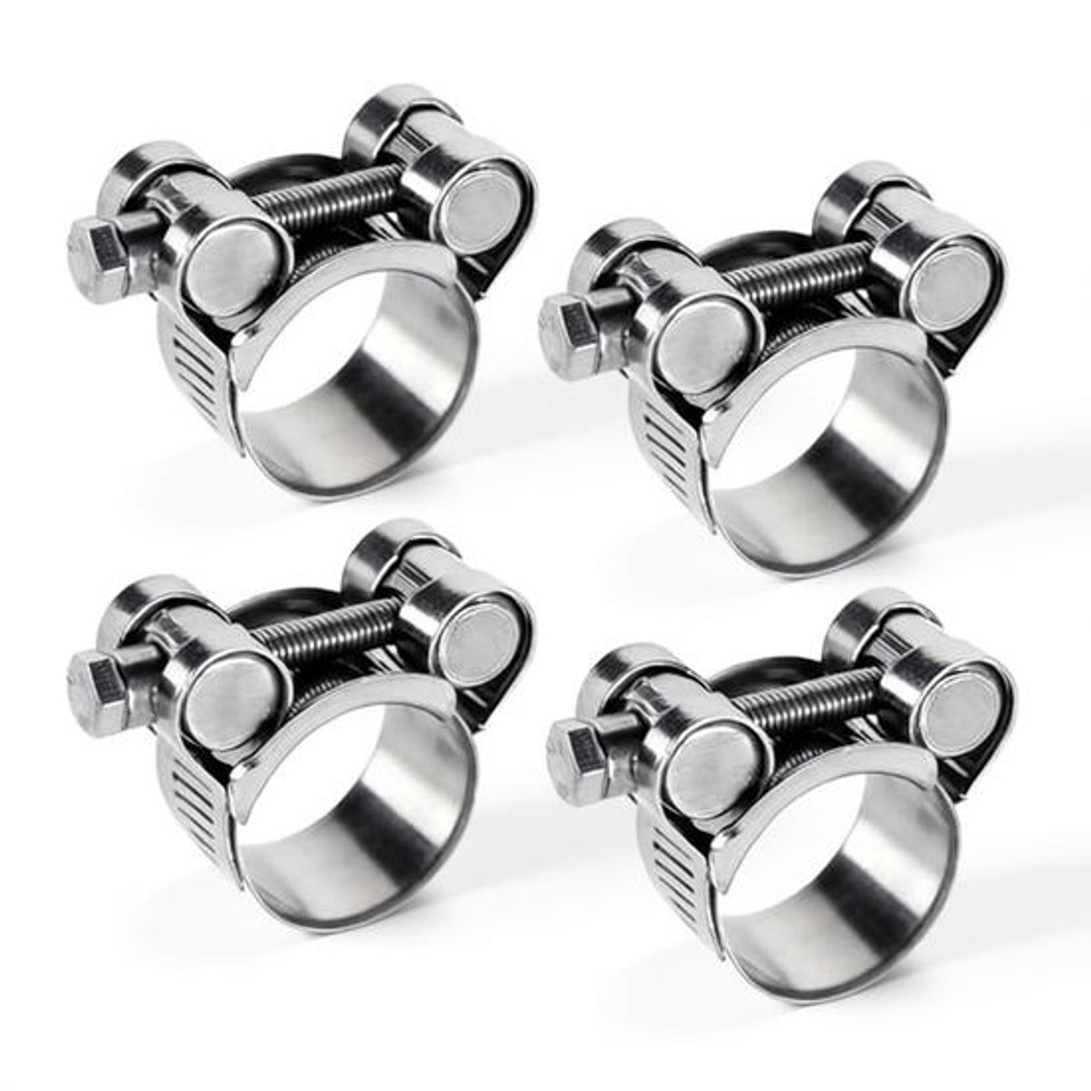 ElleMooi Slangklemmen T-bout 4 stuks 304 RVS - Spanbereik 23-25 mm - voor uitlaat, slang en waterbuisbevestiging