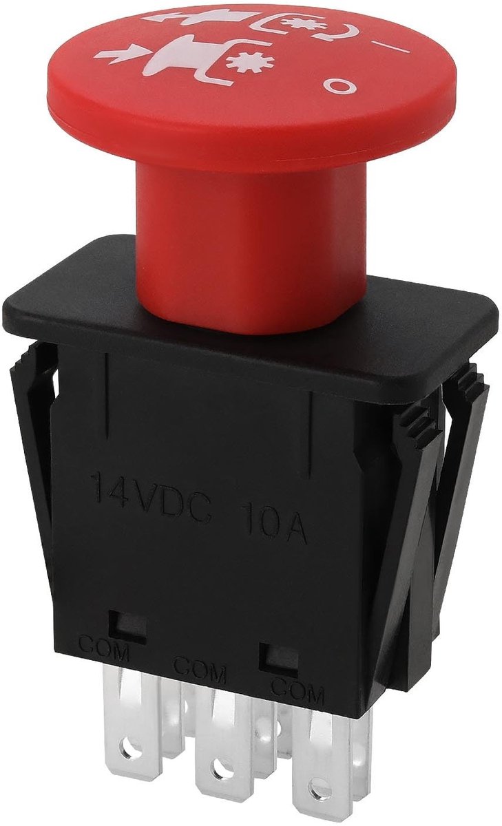Dailygoods - PTO-schakelaar - Drukknop - Betrouwbaar en duurzaam - Geschikt voor grasmaaier - Noodstopfunctie - Eenvoudige installatie - Compatibel me...