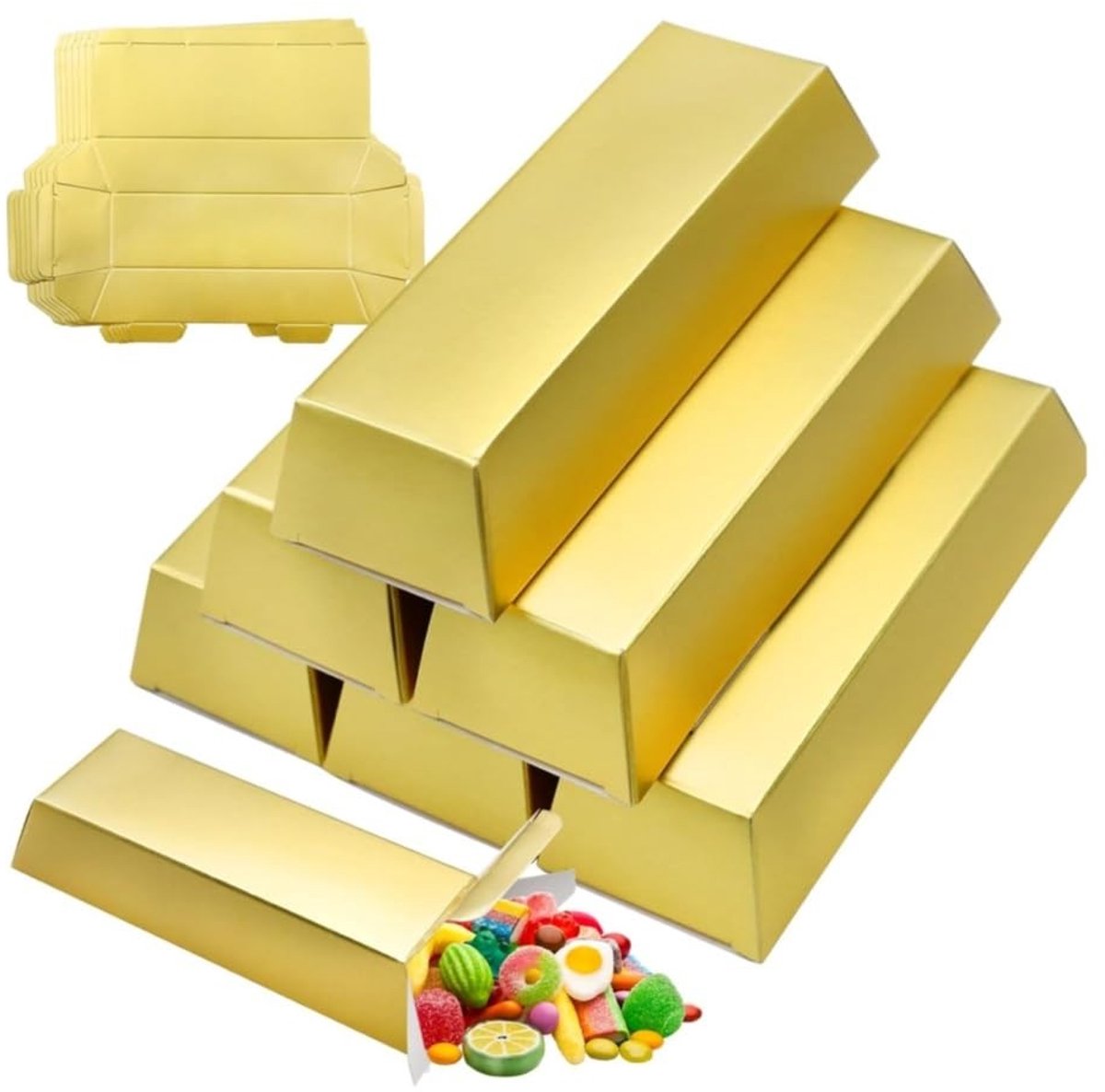 VLEMICO- Candy Boxes 20 Stuks - Gouden Snoepdozen - Cadeau Dozen voor Feest - Trouwen/Verjaardag/Kerst - DIY Knutselprojecten - Afmetingen 14 x 8 x 4 cm - Geschenktassen