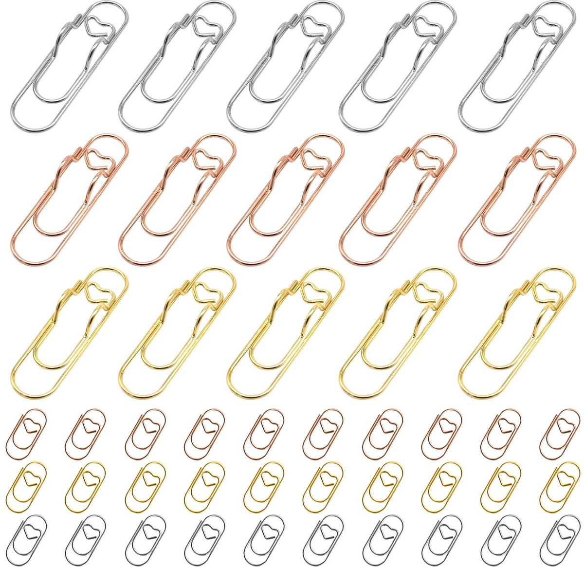 Dailygoods- Pennenclips Set van 15 - Paperclips Set van 30 - Stevige Grip - 2-in-1 Organizer - Metaal - Moderne Metallic Afwerkingen - Notitieclips