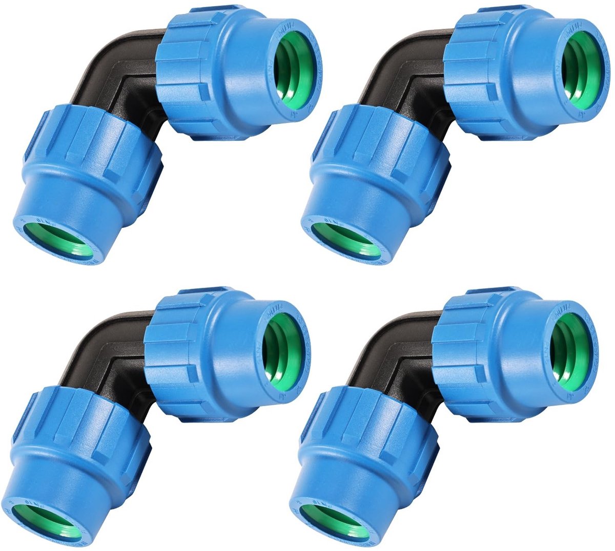 Dailygoods- Buisschroefverbinding Hoek 90° - 4 Stuks - 25 mm Schroefverbinding - Buisconnector - Kunststof PP - Duurzaam voor Binnen/Buiten