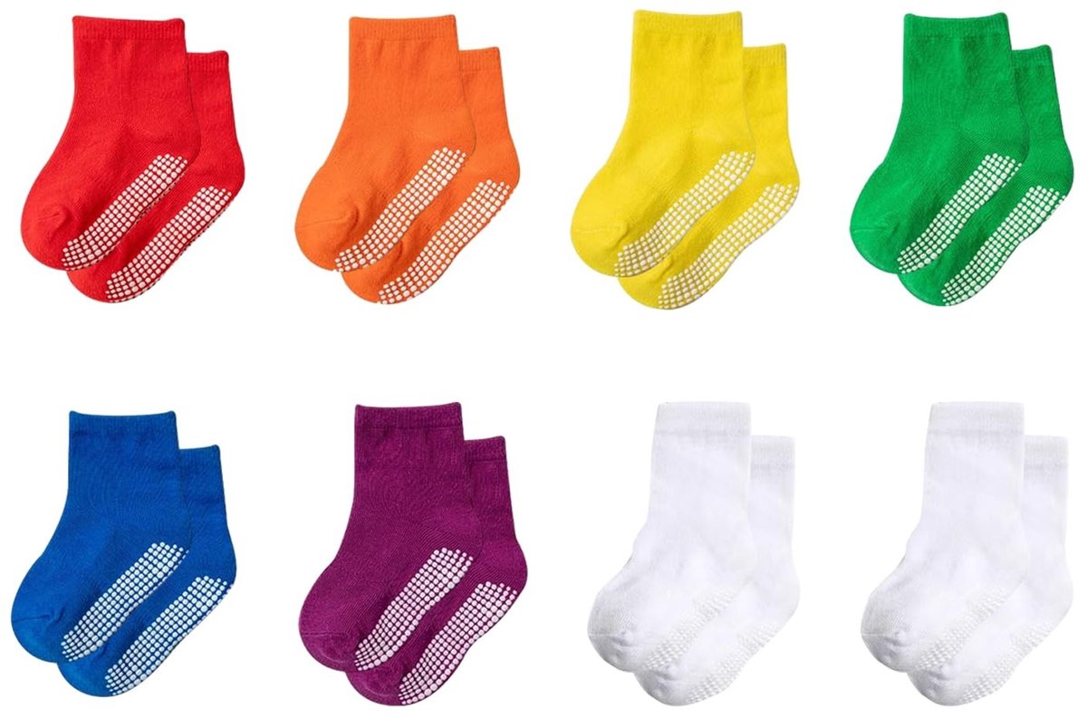 Dailygoods- Thermische Sokken Antislip - Kindersokken L-Maat - 8 Paar - Geschikt voor Kinderen 3-5 Jaar - Katoen - Diverse Kleuren