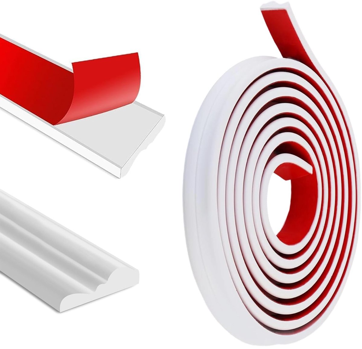 Dailygoods- Plafondlijst zelfklevend 40 mm x 5 m - Sierlijst wit - Flexibele snijlengte - Decoratieve strip - Hoogwaardige materialen - Diepte-effect