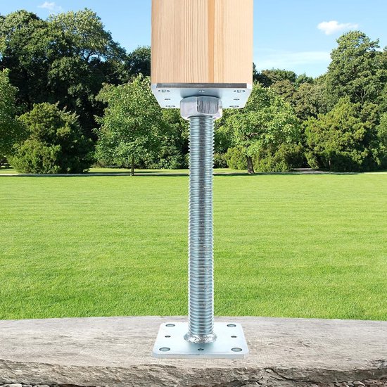 Set van 2 Verstelbare Poststeunen, Gegalvaniseerd, 80mm x 80mm x 250mm, Ideaal voor Schuttingen, Carports en Pergola's, Stevige Ondersteuning voor Bouwprojecten — afbeelding 5