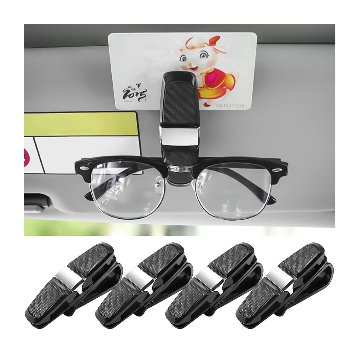 Dailygoods- Brilhouder met 180 graden draaibare clip - Zonnebrilhouder auto - Brilhouder voor auto - Brilhouder auto zelfklevend - 2 stuks - Multifunctioneel met spons.