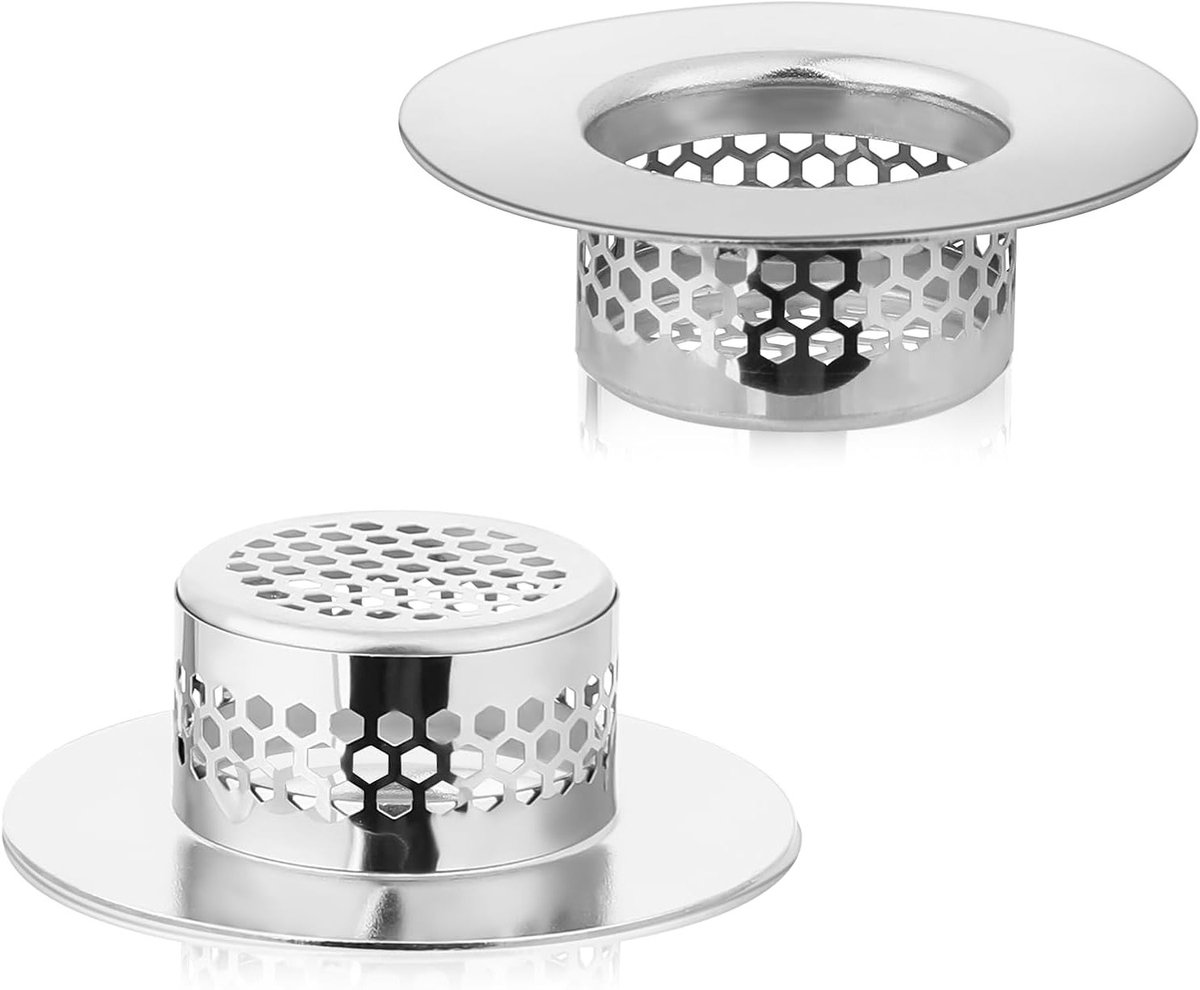 Set van 2 RVS Afvoerfilters voor Keuken, Badkamer en Zwembad - Effectieve Vuilvanger en Ontstopper