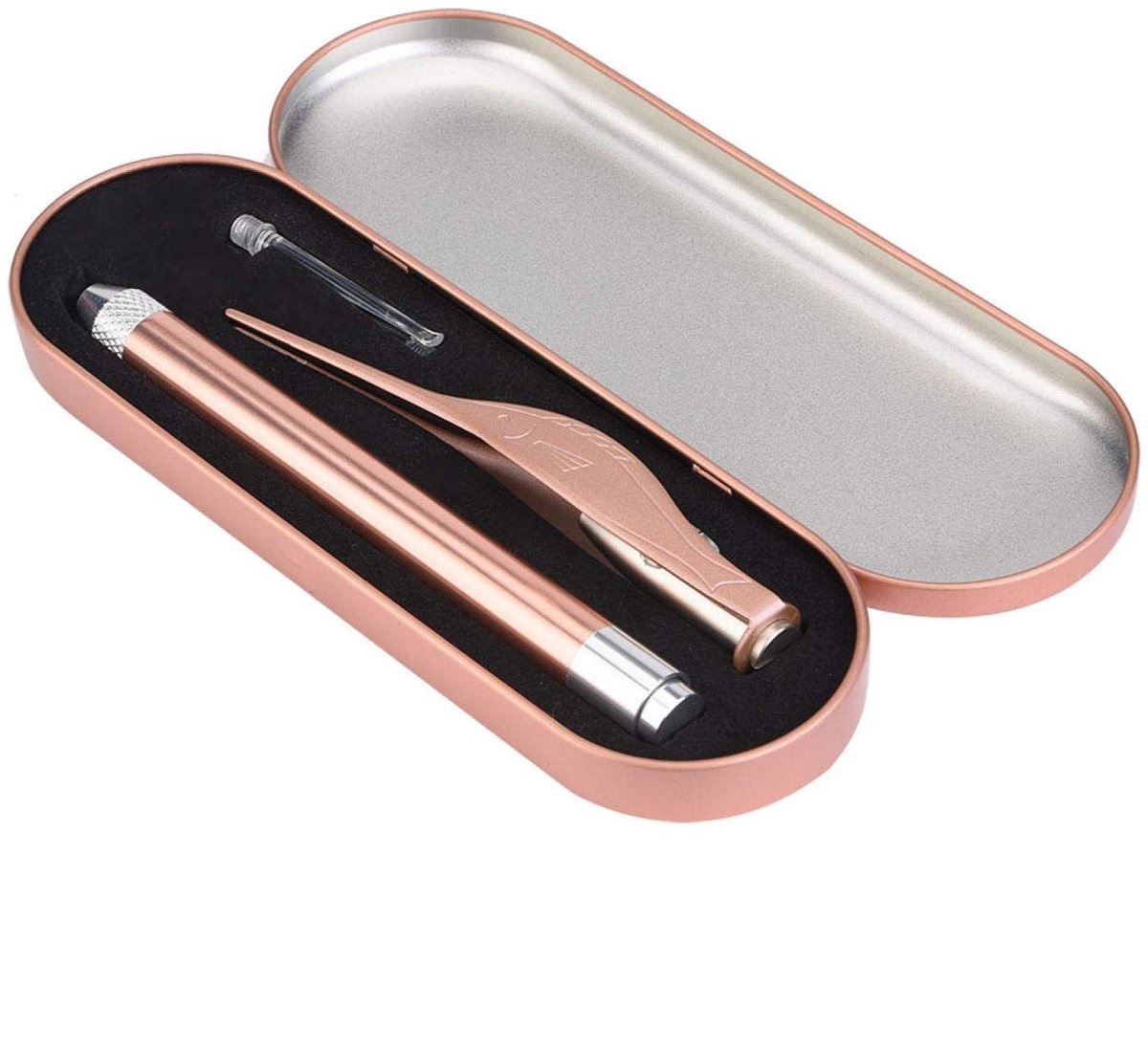 Dailygoods - Baby-oorsmeerverwijderaarset - Oorsmeerverwijderaar - Lichtgevend pincet - Roze goud - Veilig en zacht - Inclusief opbergdoos - Geschikt...