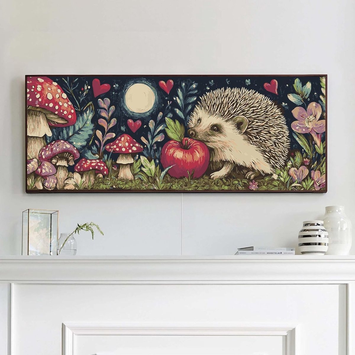DIY Schilderen op Nummer met Egel Thema, Creatief Kunstproject voor Volwassenen - Inclusief Verf en Kwast, Perfect voor Woondecoratie en Cadeaus - 30x80cm (Zonder Lijst)