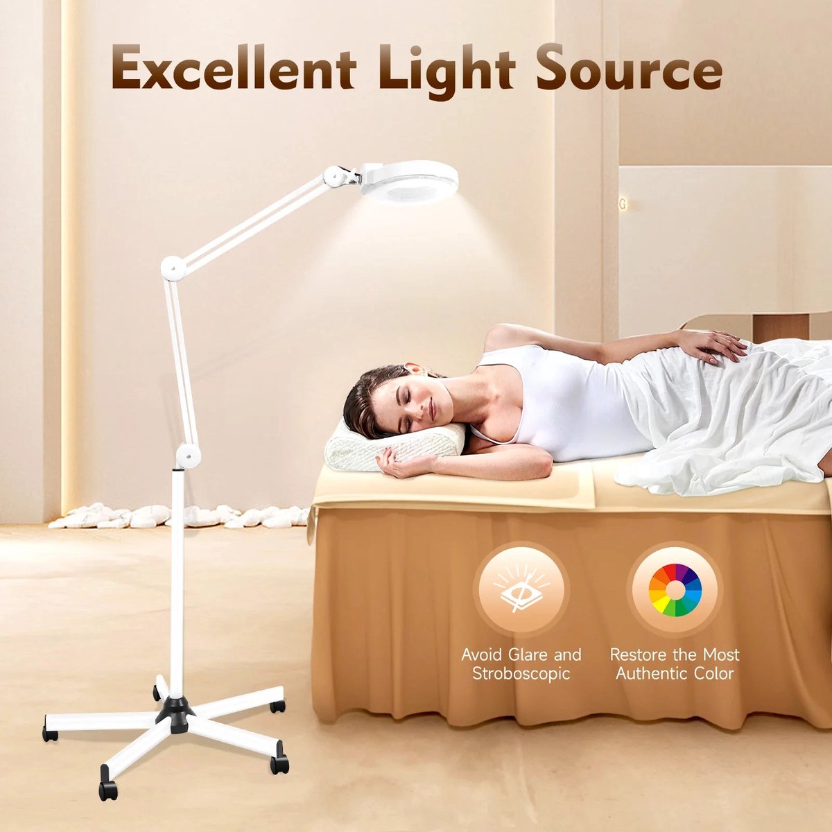 Dailygoods 5X vergrotende lamp, 24W koel wit licht, verstelbare rollende vergrootglas cosmetische fluorescentielamp voor