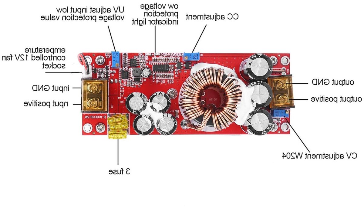 DC Boost Converter Module 1500W 30A voor Efficiënte Spanning Conversie van 10-60V naar 12-97V
