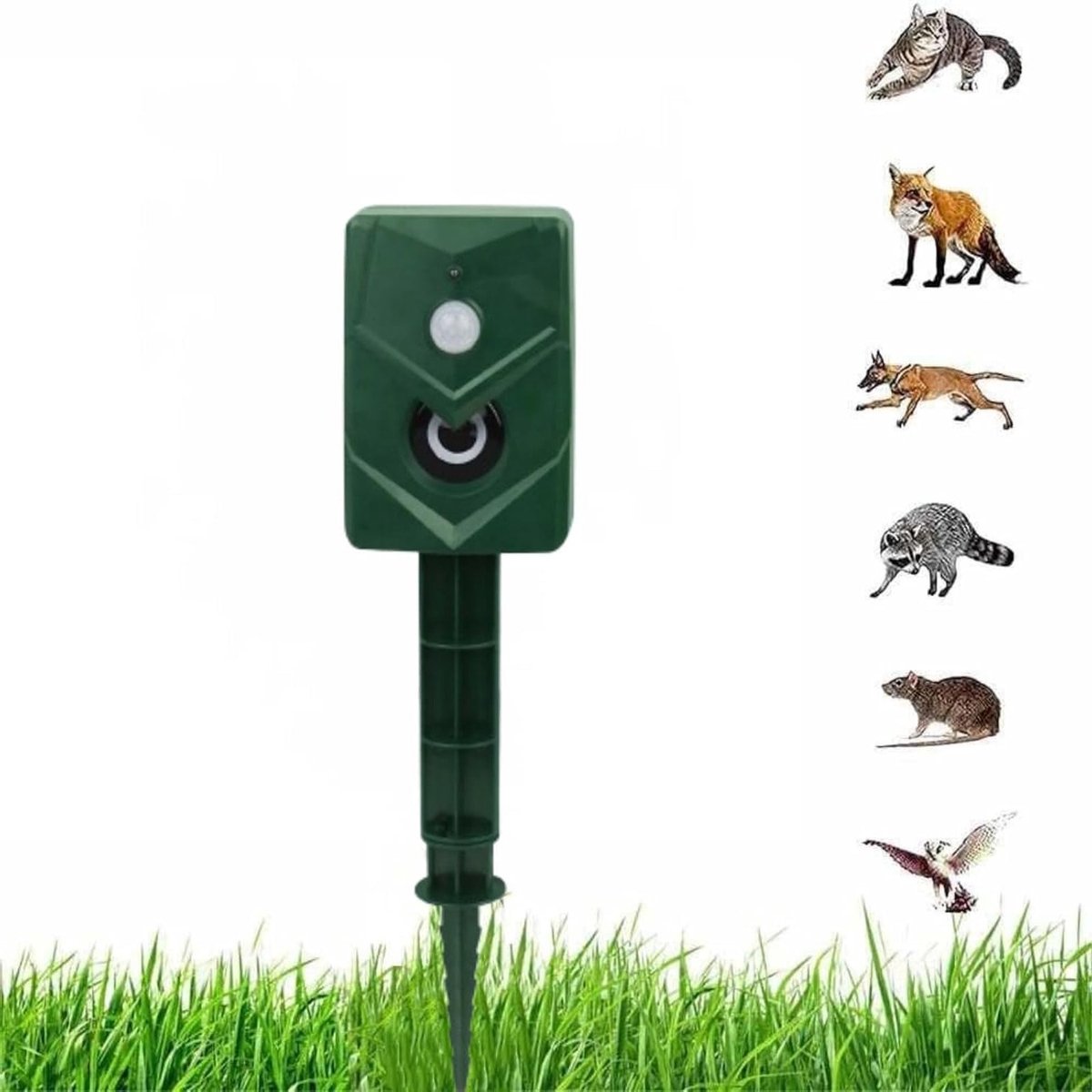 Ultrasone Dierenafschrikker op Batterijen met PIR Sensor - Waterdichte Dierpreventie voor Tuin en Garage