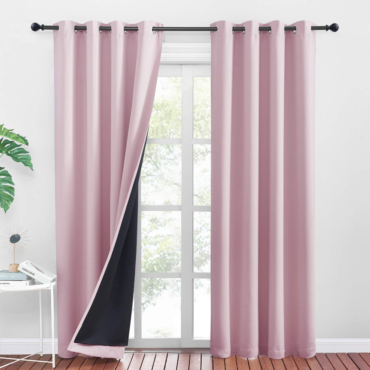 SOUQONE- Gordijnen 100% Verduisterend - Gordijnen Kant en Klaar 2 Stuks - Isolerende Gordijnen - 140x260cm - Zacht Polyester - Lichtroze - Verduisteringsgordijnen