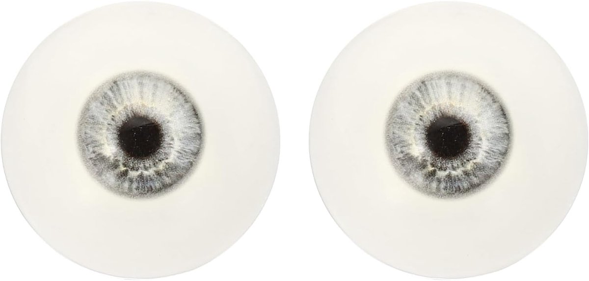Killogood Een paar realistische acryl oogbollen - plastic halve oogbollen - 30 mm veiligheidsogen - geschikt voor maskers - Halloween-rekwisieten en knutselwerkjes (zilver).