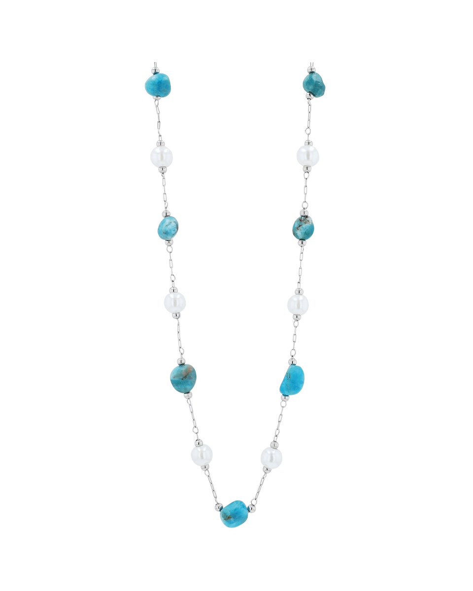 AKZENT Akzent dames ketting met hanger Derya roestvrijstalen ketting "Derya" met zoetwaterparels en blauwe