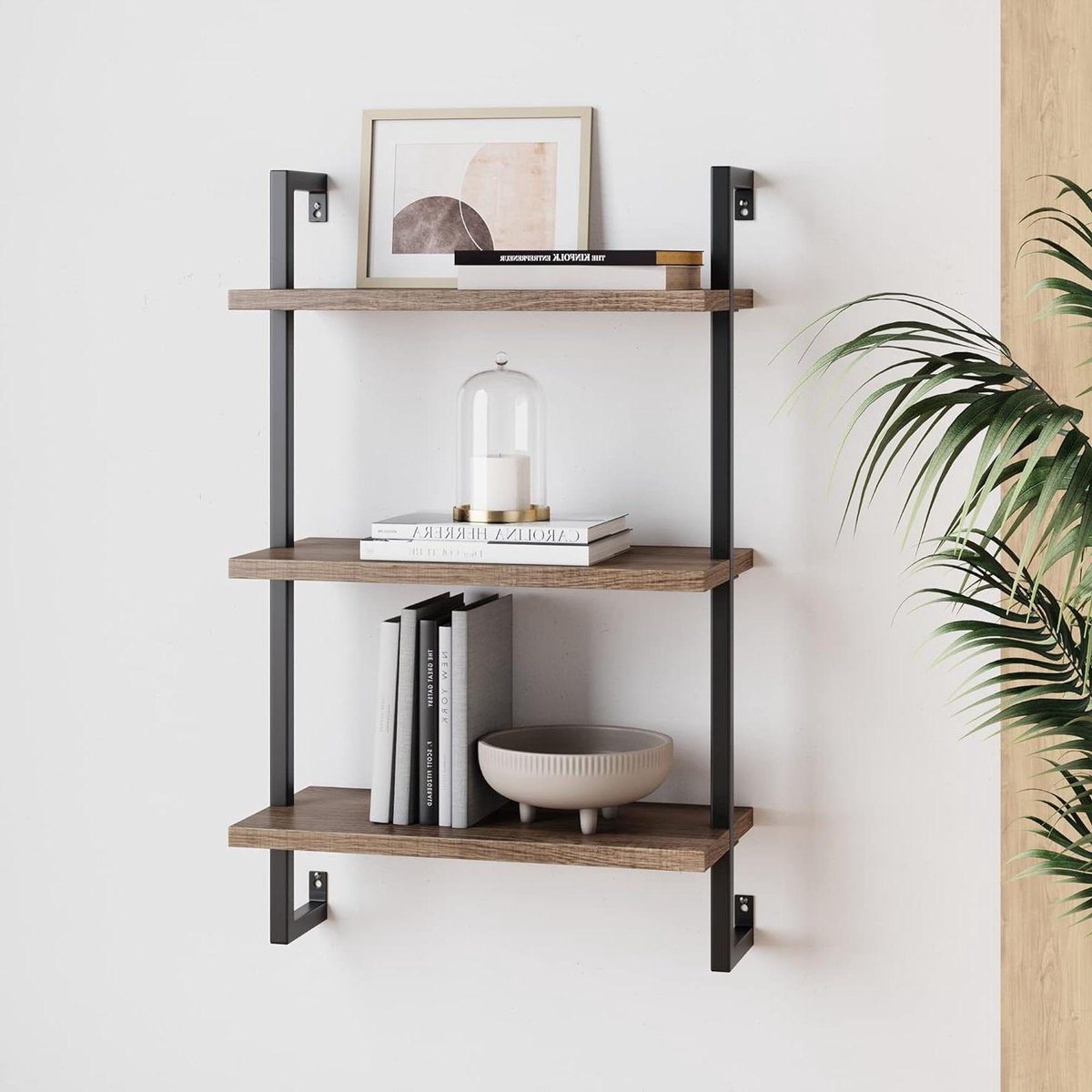 Kleine Boekenkast - Zwevende Plank - Wandmontage - Industrieel Frame - 24x12x11.7 Inch - M