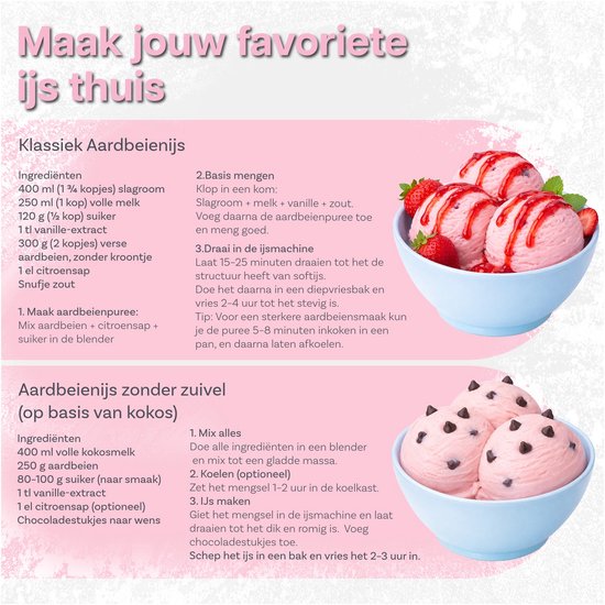 IJsmaker Opzetstuk voor KitchenAid Stand Mixers - Geschikt voor 4.5QT, 5QT & 6QT Tilt-Head en Bowl-Lift Mixers - 1,9L IJskom voor IJs, Sorbet, Gelato en Frozen Yoghurt van Merkloos — afbeelding 2