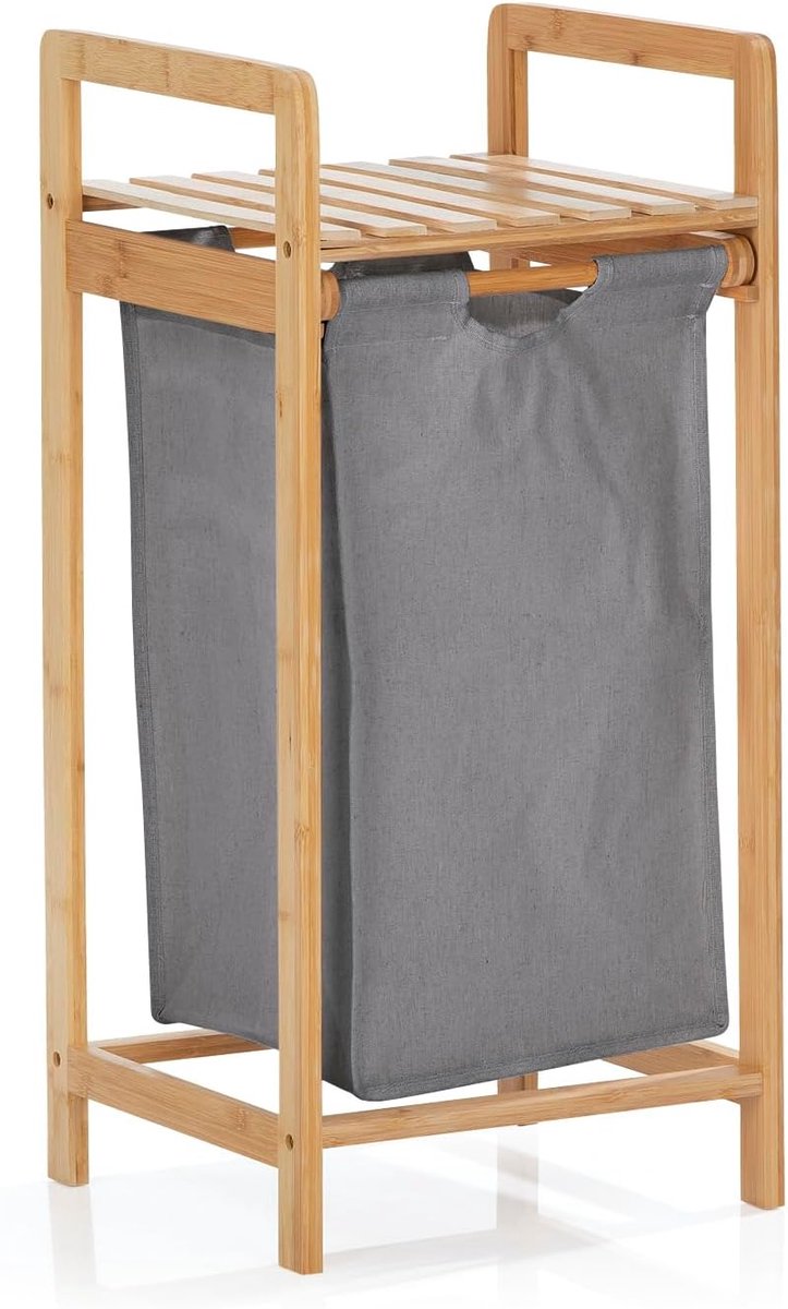 Wasmand Bamboe - Kledingmand Lade - Was Sorteren - Uittrekbare Waszak - 73x33x33 cm - Donkergrijs