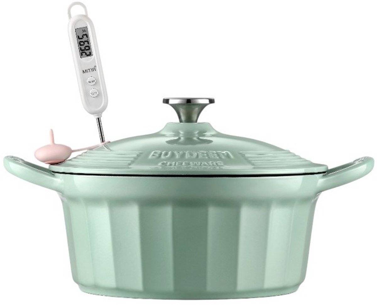 BUYDEEM CP551 - Gietijzeren Ovenschaal - Emalië - 3,9L - Cozy Greenish