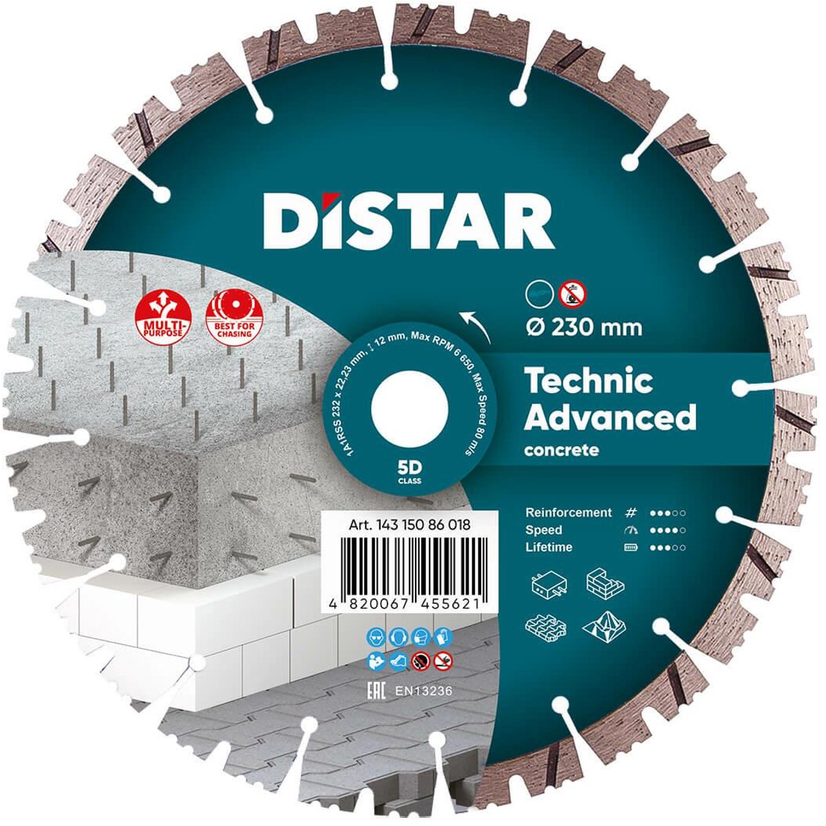 ''DISTAR'' Diamantschijf Technic Advanced 230 mm beton,gewapend beton