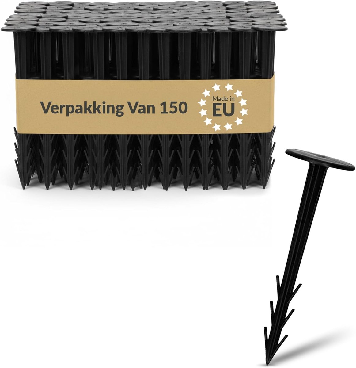 Kunststof grondankers - Bevestigingshaken tuin - Vastzetten tuinmaterialen - UV-stabiel geribbelde constructie - 12 cm lengte - Zwart