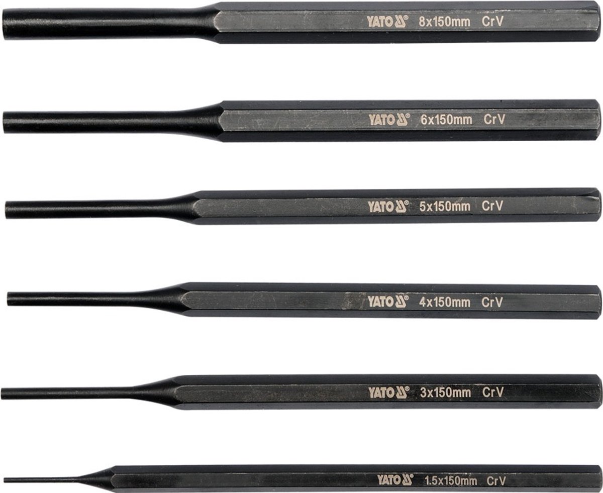 Professionele Pendrijvers Set - 6-delig - CrV 6150 Staal - 1.5 t/m 8 mm - Lengte 150 mm - Voor Splitpennen en Bouten