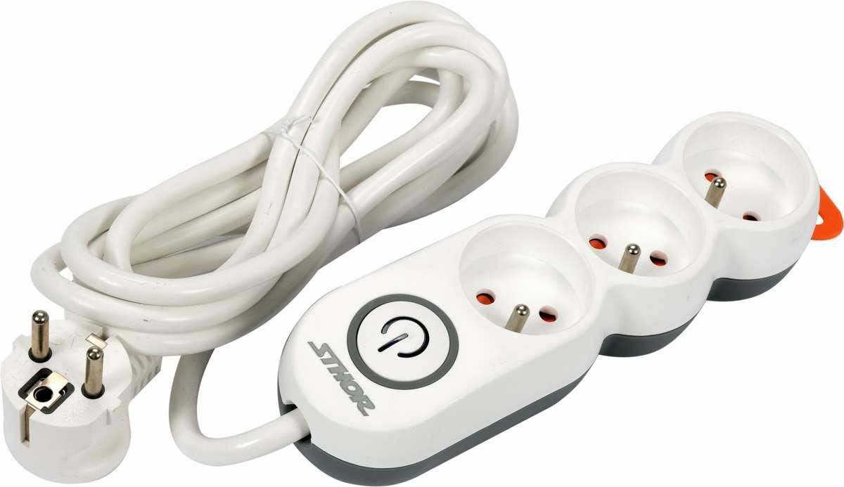 Sthor 72351 - Stroomrail - 3 Gaten - 3m - Aarde - Schakelaar