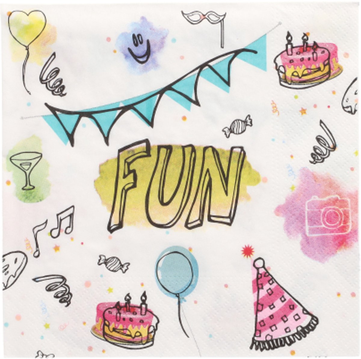 10x 20 Servetten 3-laags 1/4 vouw 33 cm x 33 cm Fun