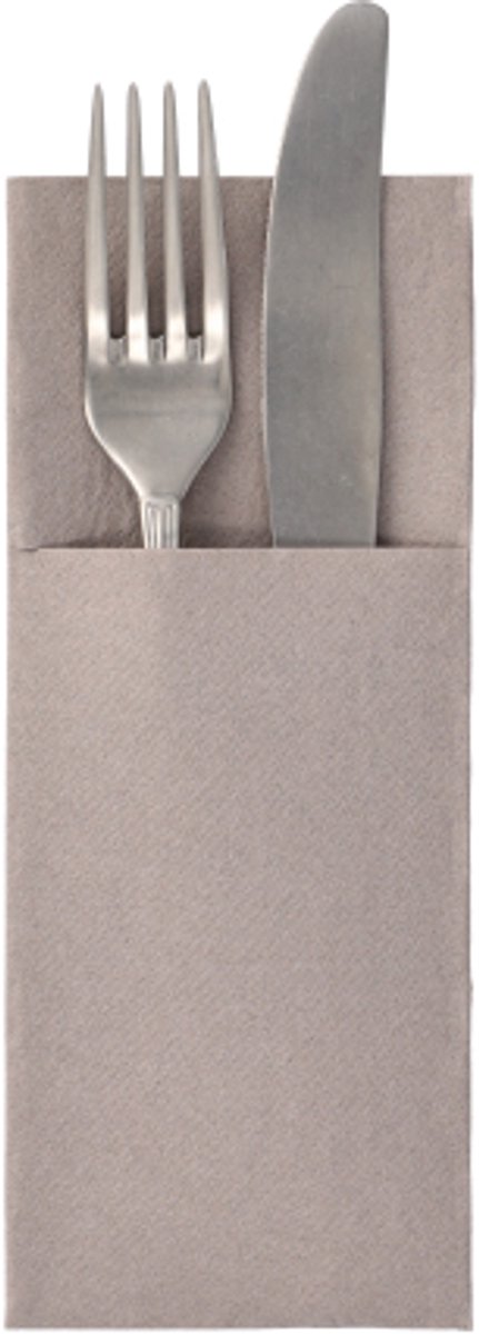 6x 50 Servetten ROYAL Collection 40 cm x 30 cm grijs met bestekvouw